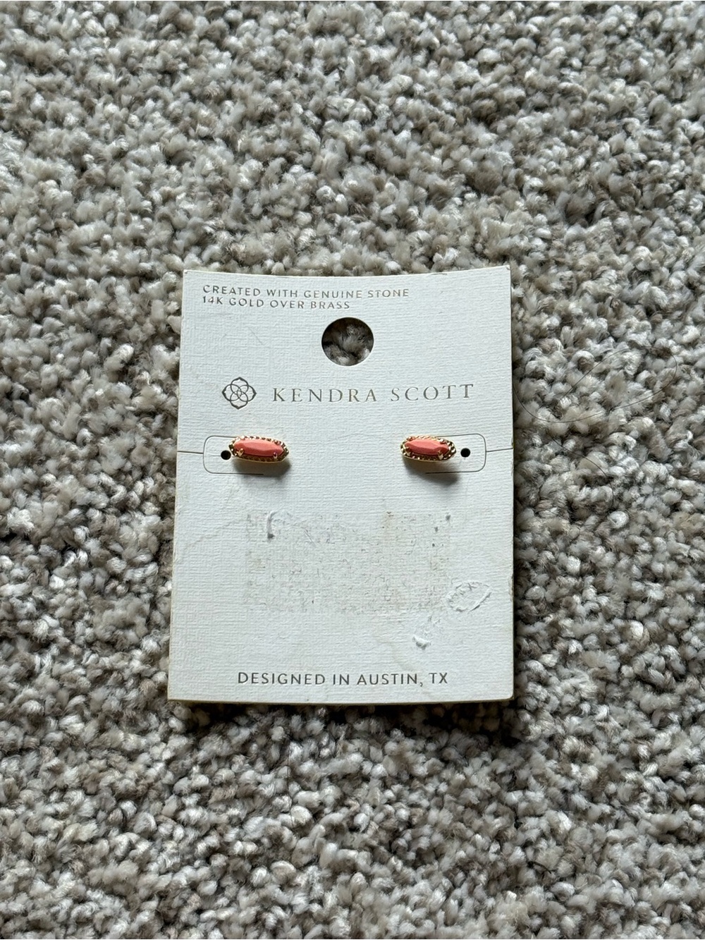 Kendra Scott Coral Stone Gold Stud Earrings